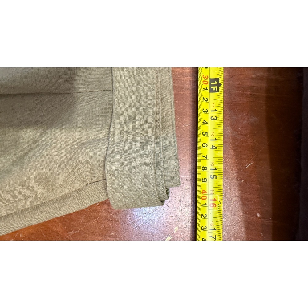 Uniqlo Women Olive Green Linen Blend Belted Pleated Shorts Size L Hiking Beach - Picture 3 of 12